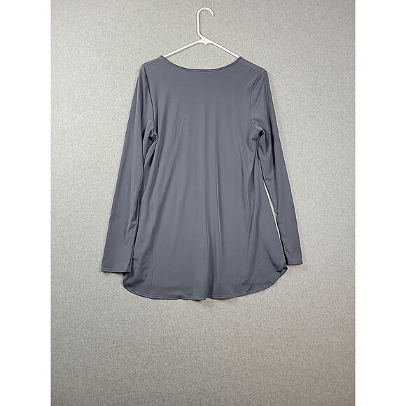 Franne Golde Gray LS V Neck Tunic Top Women's Large Stretch USA Made - Picture 6 of 12